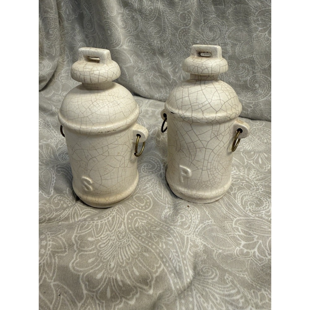 Mid century, white milk container, salt/ pepper shakers by Enesco, Japan